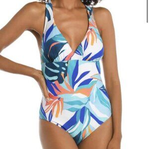 La Blanca Coastal Palms Tropical Multi-Strap  Macrame Cross-Back, Size 12, NWT